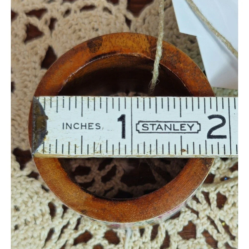 NWT Set of 4 Wooden Napkin Rings Floral Pattern The Spring Shop
